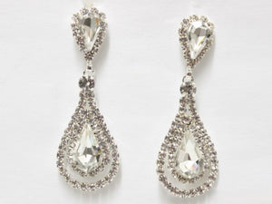 2" SILVER CLEAR RHINESTONE EARRINGS ( 6725 SCL )