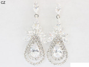 SILVER CZ STONE EARRINGS ( 6852 SCRY )