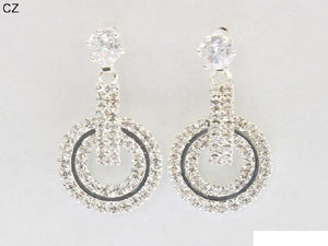 SILVER DANGLING EARRINGS CLEAR CZ STONES ( 6859 SCRY )