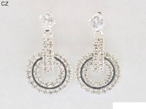 SILVER DANGLING EARRINGS CLEAR CZ STONES ( 6859 SCRY )