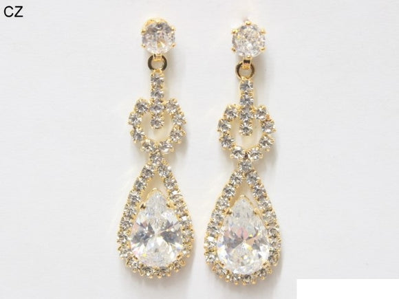 GOLD CLEAR CZ STONE EARRINGS ( 6861 GRY )