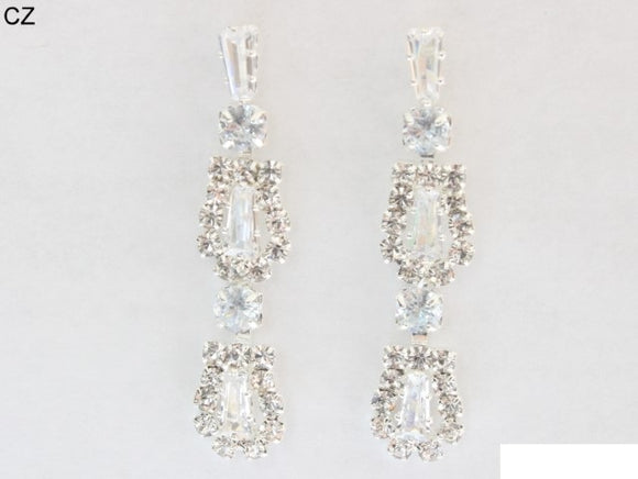 SILVER CLEAR CZ STONE EARRINGS ( 6887 SCRY )