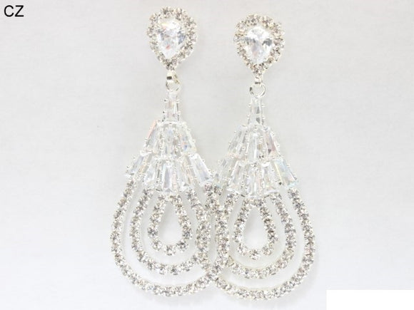 SILVER CZ STONE EARRINGS ( 6896 SCRY )