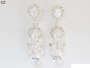 SILVER CZ STONE EARRINGS ( 6903 SCRY )