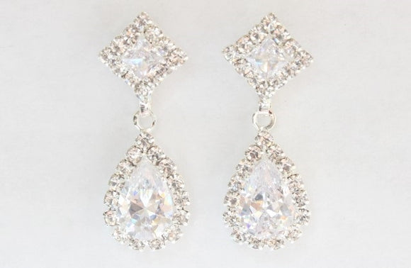 Silver Earrings CZ ( 6907 SCRY )