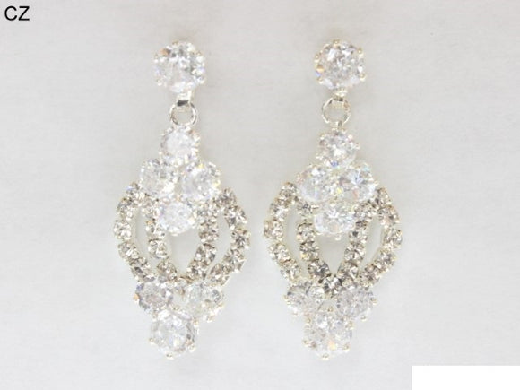 SILVER CZ STONE EARRINGS ( 6921 SCRY )