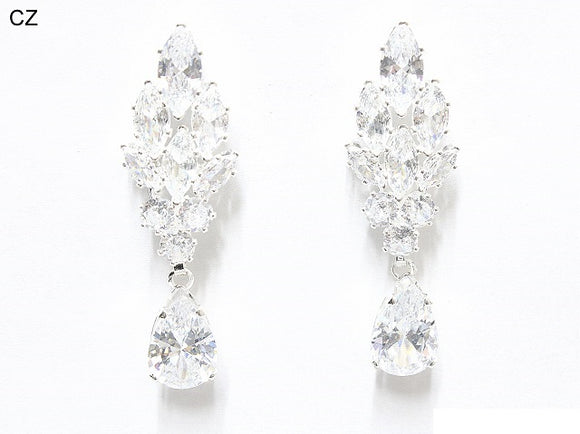 SILVER CZ STONE EARRINGS ( 6923 SCRY )