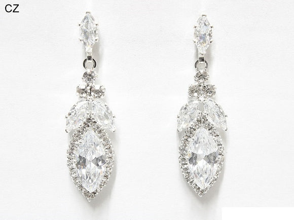 SILVER CZ STONE EARRINGS ( 6924 SCRY )