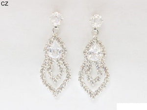 SILVER CZ STONE EARRINGS ( 6934 SCRY )