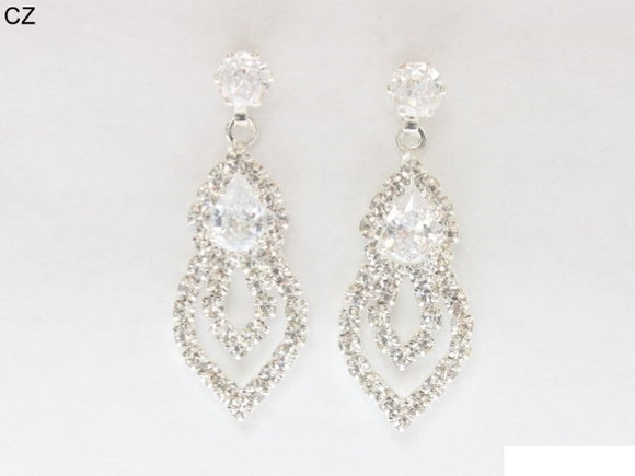 SILVER CZ STONE EARRINGS ( 6934 SCRY )