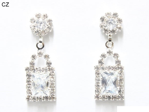 SILVER CZ STONE EARRINGS ( 6940 SCRY )