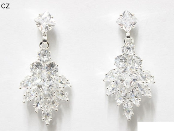 SILVER CZ STONE EARRINGS ( 6958 SCRY )