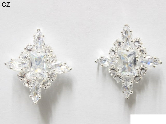 SILVER CZ STONE EARRINGS ( 6959 SCRY )