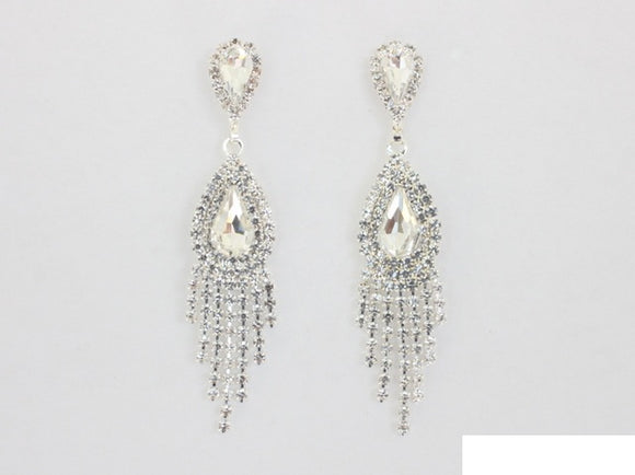 SILVER CLEAR CZ STONE EARRINGS ( 7011 SCRY )