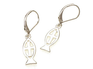 SILVER FISH CROSS EARRINGS ( 78102 S )