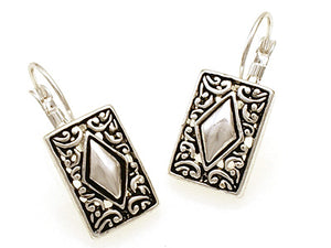 SILVER RECTANGLE EARRINGS FILIGREE ( 78264 S )