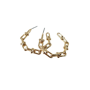 GOLD LINK HOOP EARRINGS ( 0854 GDXX )