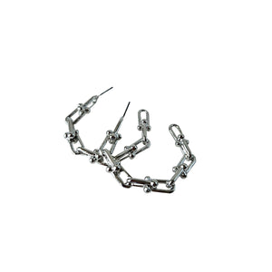 SILVER LINK HOOP EARRINGS ( 0854 RHXX )