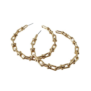 GOLD LINK HOOP EARRINGS ( 0855 GDXX )