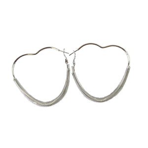 SILVER HEART HOOP EARRINGS ( 0879 RHXX )