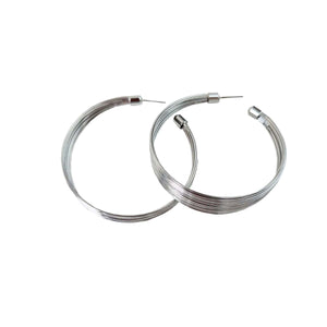 SILVER WIRE HOOP EARRINGS ( 0883 RHXX )