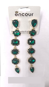 GOLD GREEN DANGLING EARRINGS ( 0469 2G )