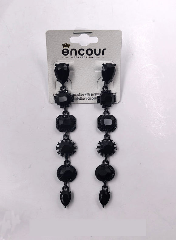 BLACK DANGLING EARRINGS ( 0469 4J )