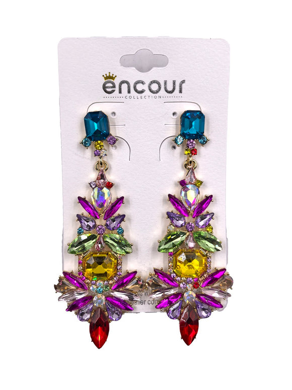 GOLD MULTICOLOR DANGLING EARRINGS ( 0476 2MT )