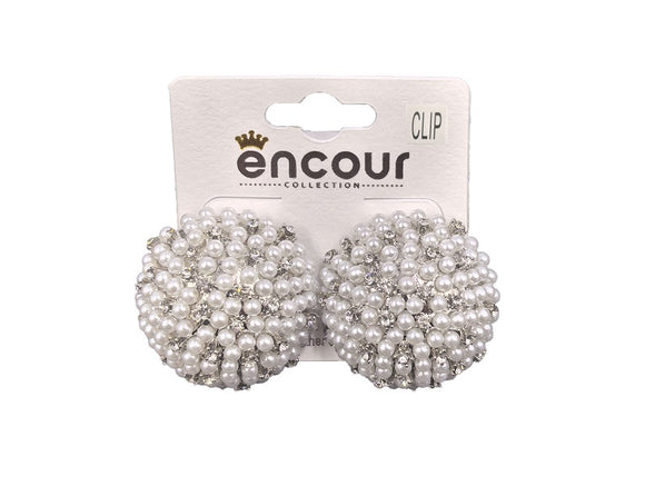 WHITE PEARL CLIP ON EARRINGS ( 0570C 3WH )
