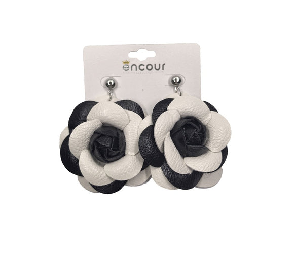 BLACK WHITE FLOWER EARRINGS ( 0573 3BW )