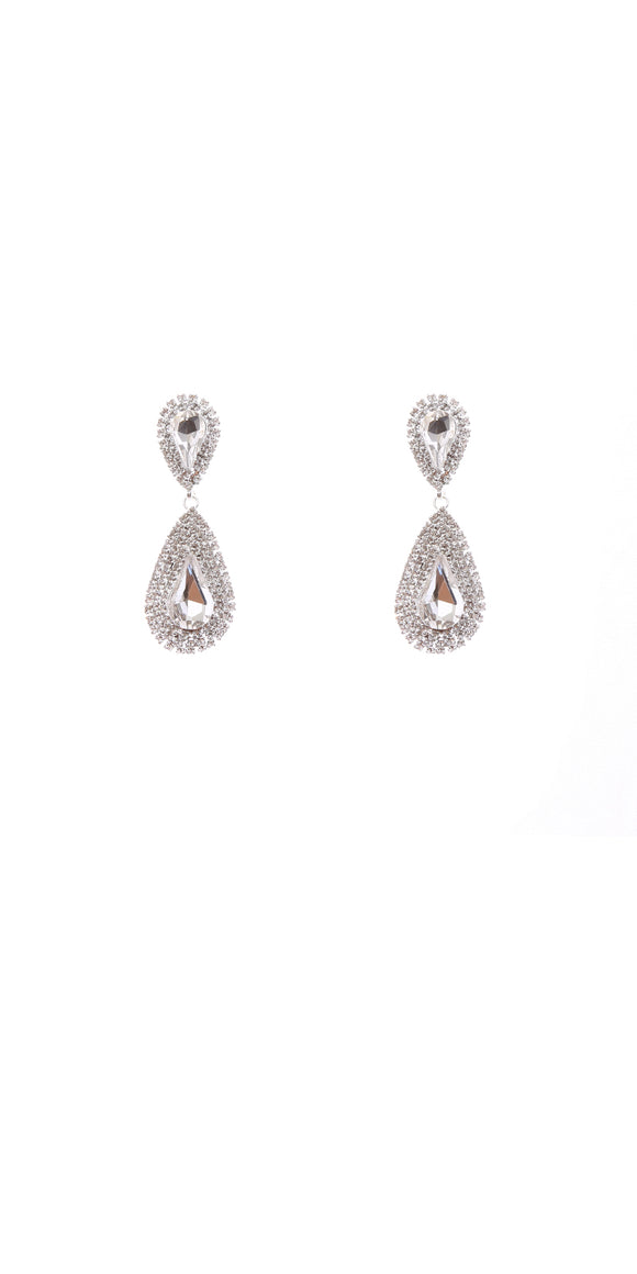 Silver Earrings Clear Stones ( 10313 CLSV )