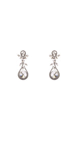 SILVER DANGLING EARRINGS CLEAR STONES ( 10701 CLSV )