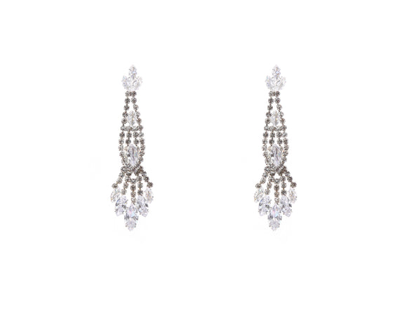 SILVER CLEAR EARRINGS CLEAR STONES ( 11255 CLSV )