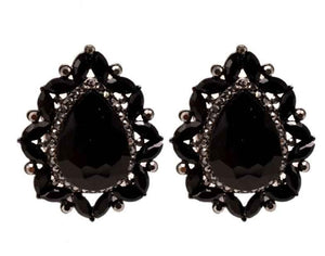 HEMATITE CLIP ON EARRINGS BLACK HEMATITE STONES ( 11613 BBK )