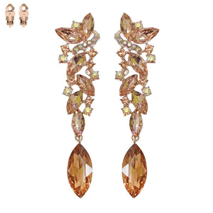 ROSE GOLD CLIP ON EARRINGS PEACH STONES ( 172 RGPH )