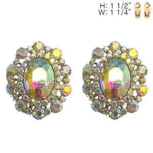 Gold CLIP ON EARRINGS AB STONES ( 193 GAB )