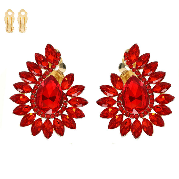 GOLD RED STONE CLIP ON EARRINGS ( 199 GRD )