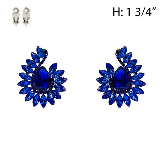 BLUE STONE CLIP ON EARRINGS ( 199 RRY )