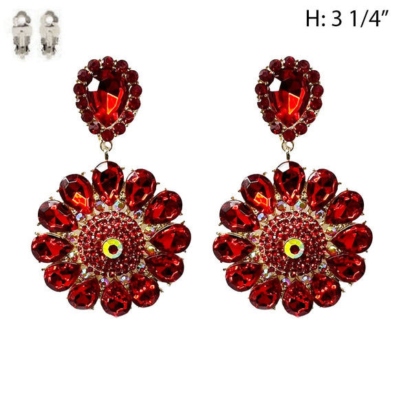 RED STONE CLIP ON EARRINGS ( 204 GRD )