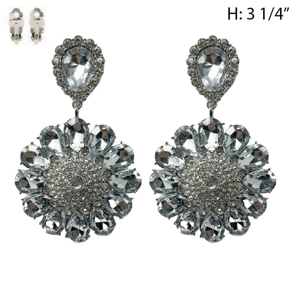 CLEAR STONE CLIP ON EARRINGS ( 204 RCL )