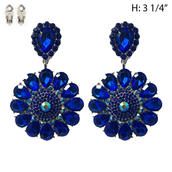 ROYAL BLUE STONE CLIP ON EARRINGS ( 204 RRY )