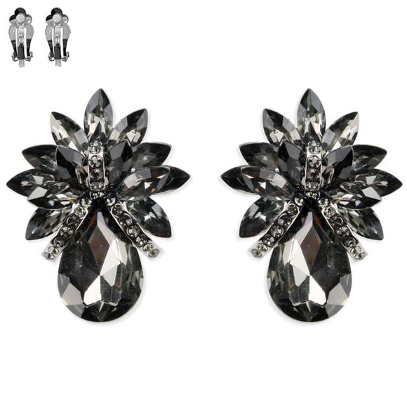 Black diamond clip on earrings Clearance