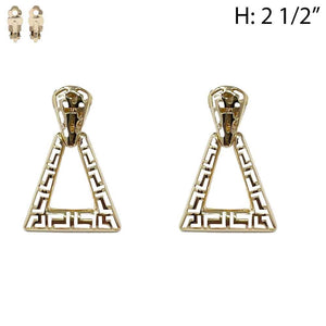 GOLD CLIP ON EARRINGS TRIANGLE ( 118 G )