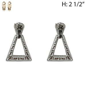 SILVER CLIP ON EARRINGS TRIANGLE ( 118 R )