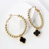 GOLD DIPPED QUATREFOIL HOOP EARRINGS ( 8030 GBK )