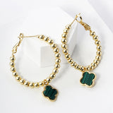 GOLD DIPPED QUATREFOIL HOOP EARRINGS ( 8030 GGN )