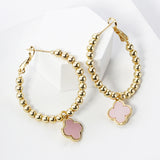 GOLD DIPPED QUATREFOIL HOOP EARRINGS ( 8030 GPK )