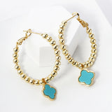 GOLD DIPPED QUATREFOIL HOOP EARRINGS ( 8030 GTQ )