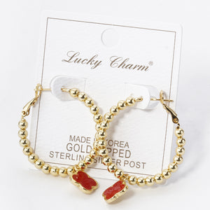 GOLD DIPPED QUATREFOIL HOOP EARRINGS ( 8030 GRD )