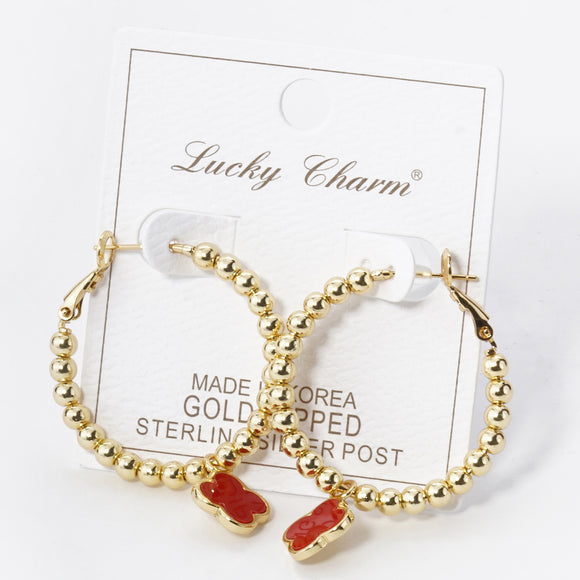 GOLD DIPPED QUATREFOIL HOOP EARRINGS ( 8030 GRD )